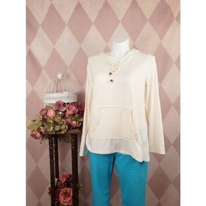 Rue 21 | White Hoodie with Crochet Pockets